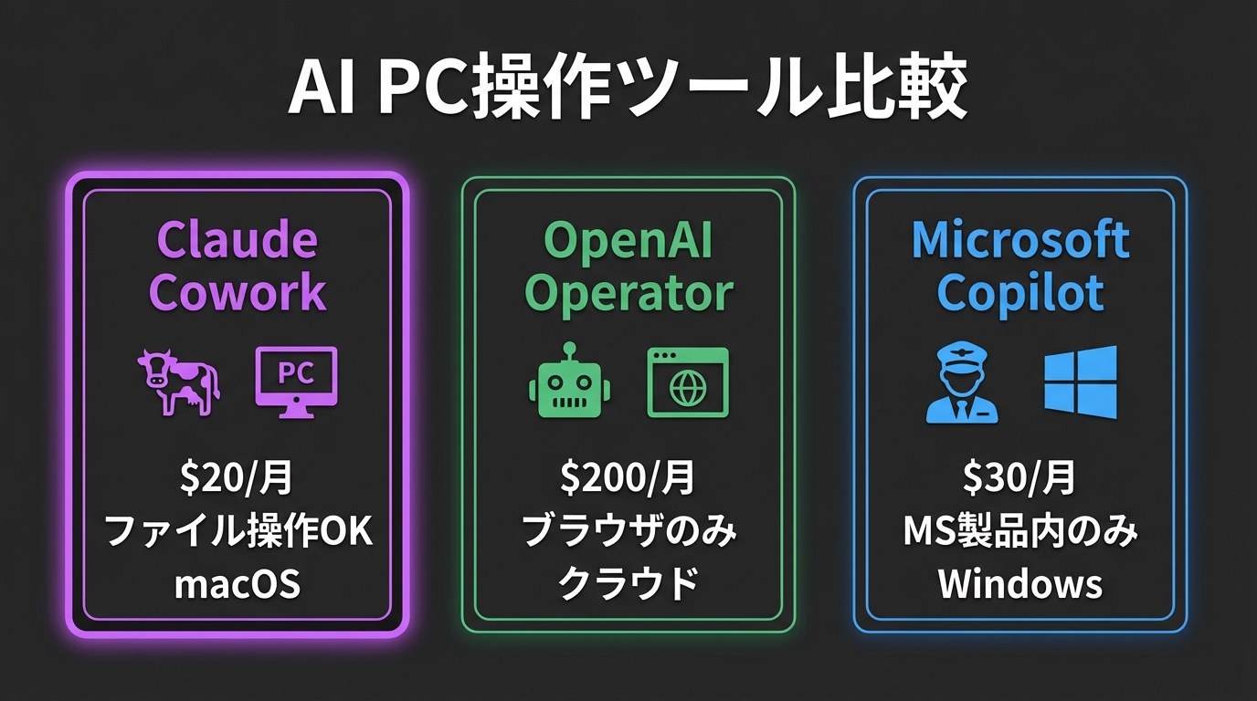 AI PC操作ツール比較