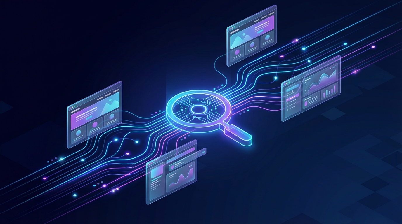 AIが複数の競合サイトを分析するイメージ図